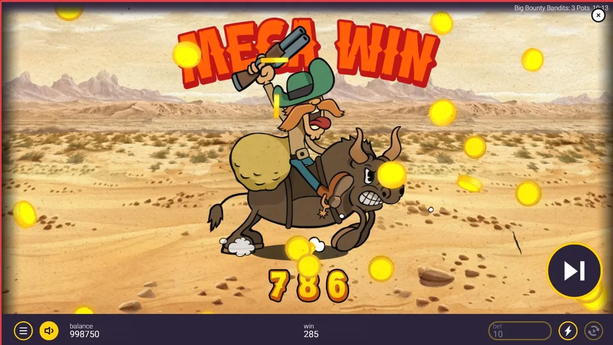 Tampilan visual slot Big Bounty Bandits dengan gaya animasi rubber-hose