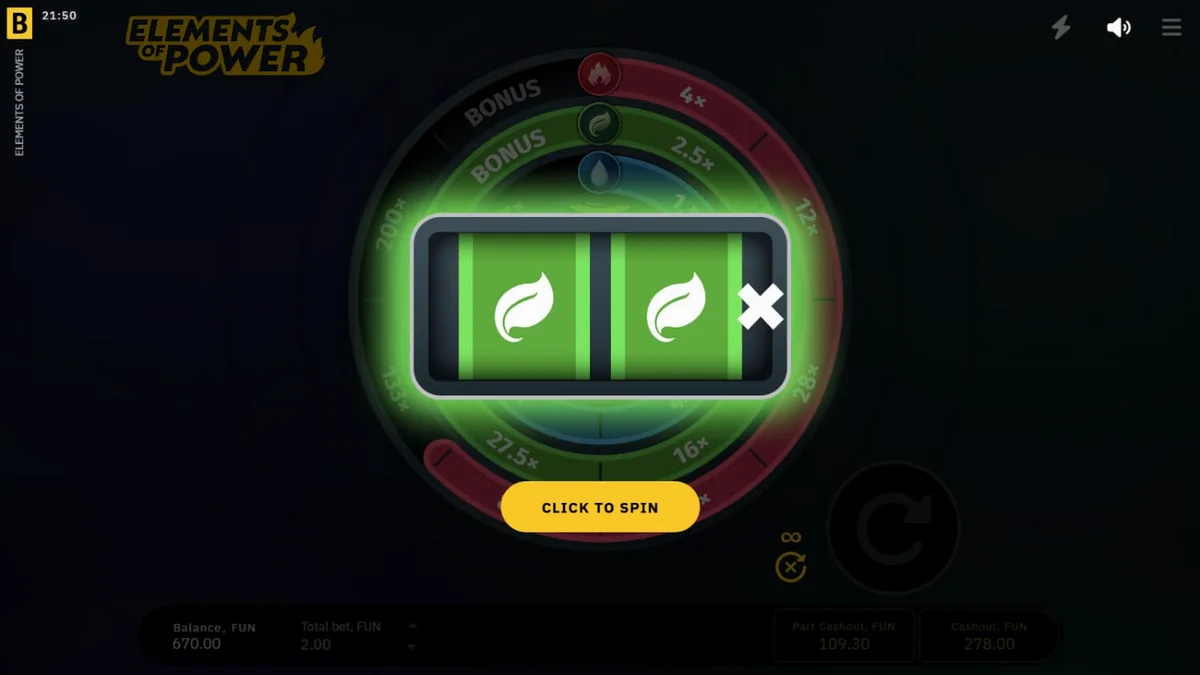 Elemen mistis dalam slot Elements of Power dengan latar belakang futuristik