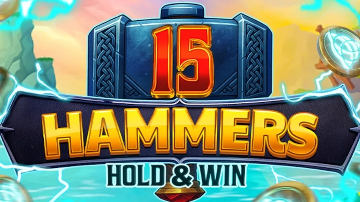 Tampilan visual mesin slot 15 Hammers: Hold & Win dengan tema arcade
